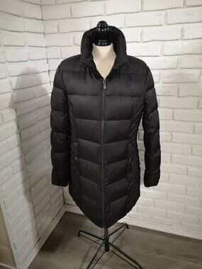 Kenneth Cole Reaction Ladies Size XL Black Full Zip Lined Puffy Coat Winter
